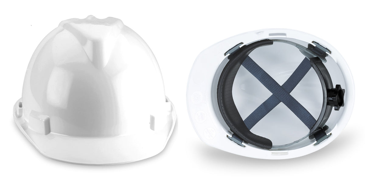CASCO DE SEGURIDAD CON ARNES CINTA Y ROLLER BLANCO